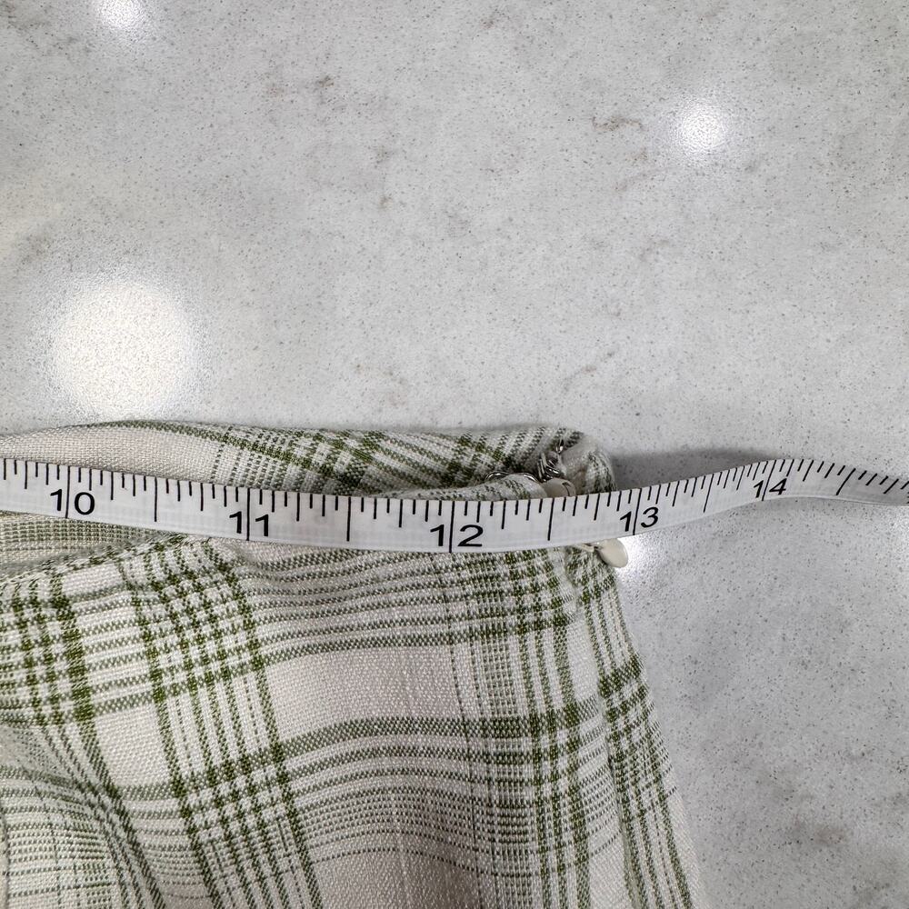 Green Plaid Straight Leg Pants Women's Small Minimalist Academia Coastal Cottage - Picture 12 of 13